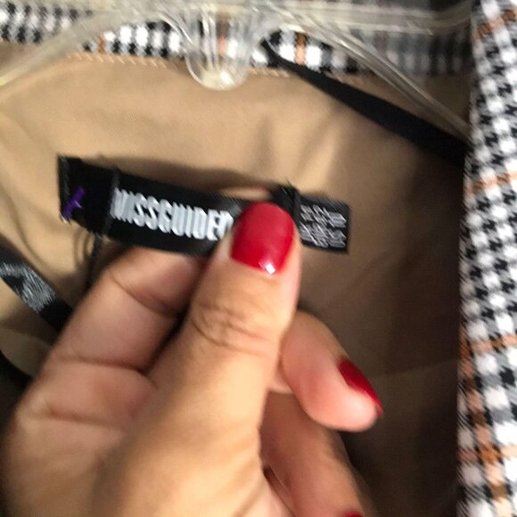 Miss Guided Brown Checkered Long Coat Size 10 - Picture 7 of 12